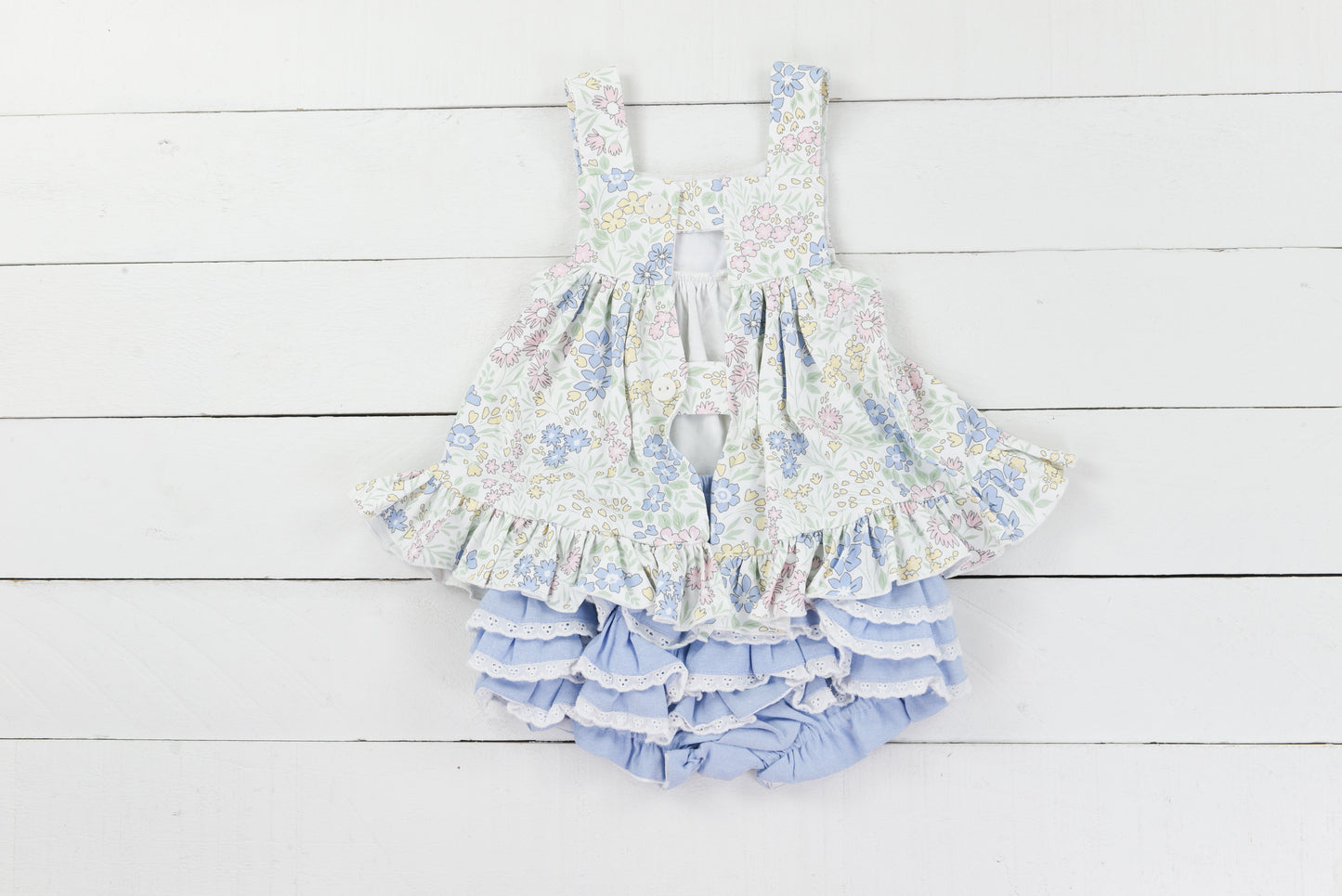 Yellow Simple Floral Bloomer Set