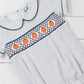 Navy Smocked Pumpkin Boys Bubble