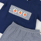 Navy Smocked Pumpkin Short Set