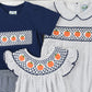 Navy Smocked Pumpkin Short Set
