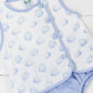 Printed Pumpkin Blue Button Diaper Set