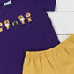 Saturday Night Lights French Knot Boys Short Set- Purple & Gold