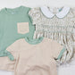 Simple Tan Stripe Knit Name Boy Short Set