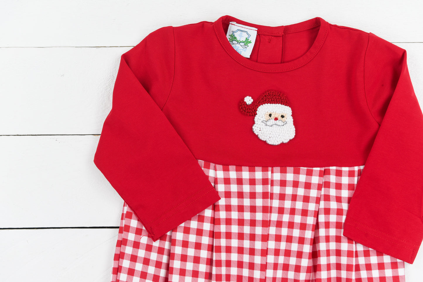 Red French Knot Santa Boy Long Romper