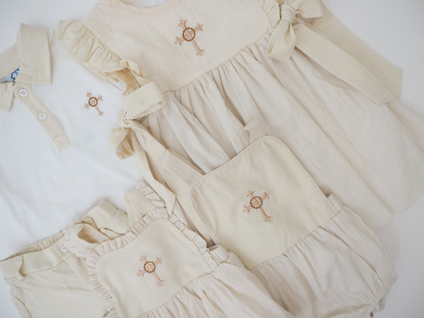 Linen Cross Polo Short Set