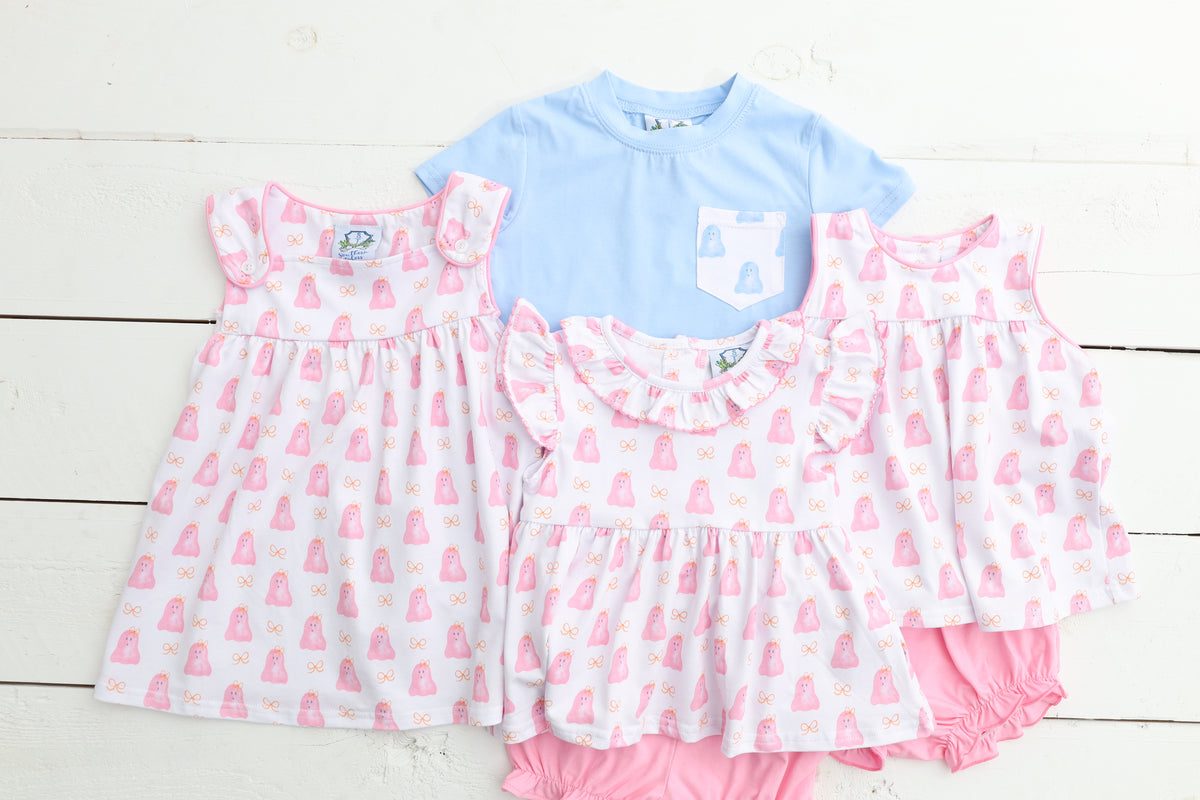 Watercolor Ghost Pink Bubble Short Set