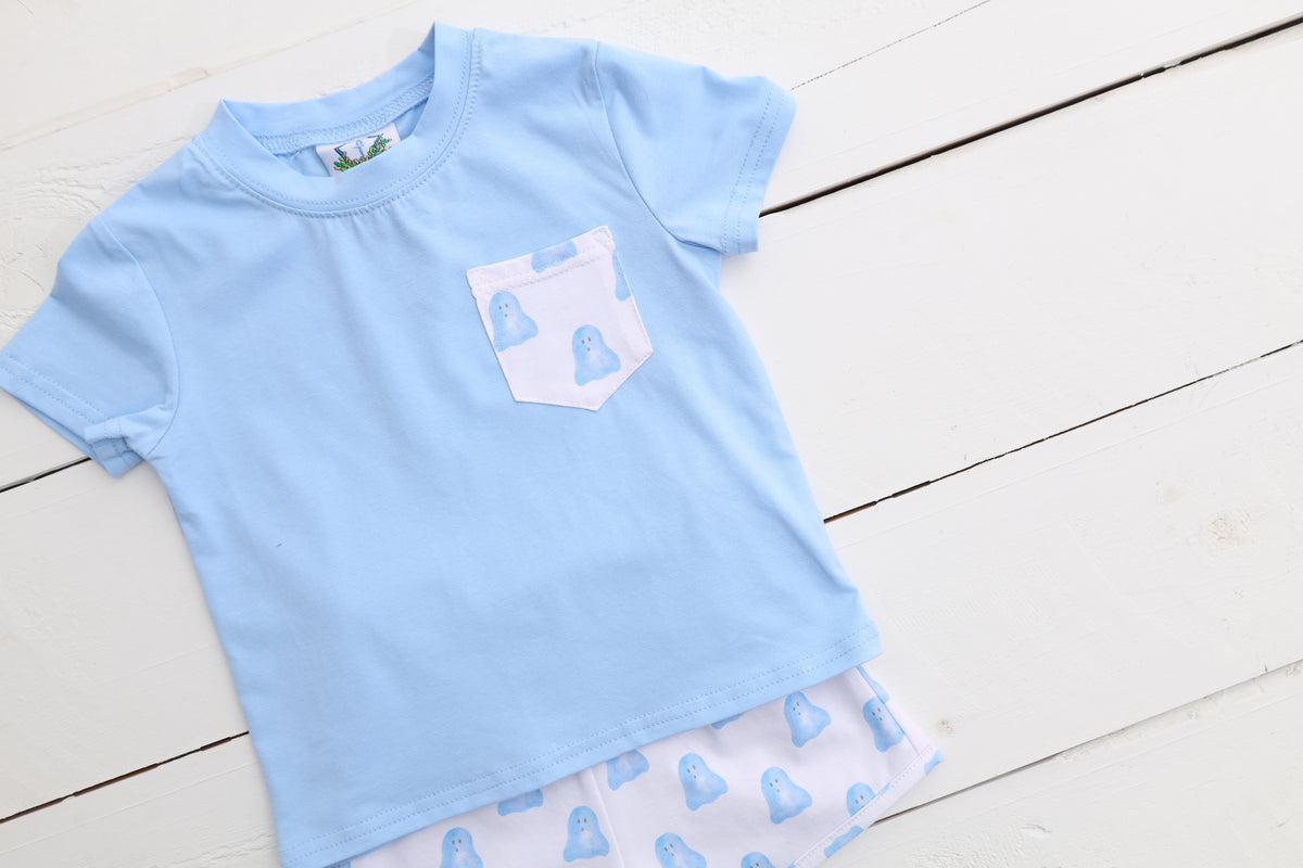 Watercolor Ghost Blue Short Set