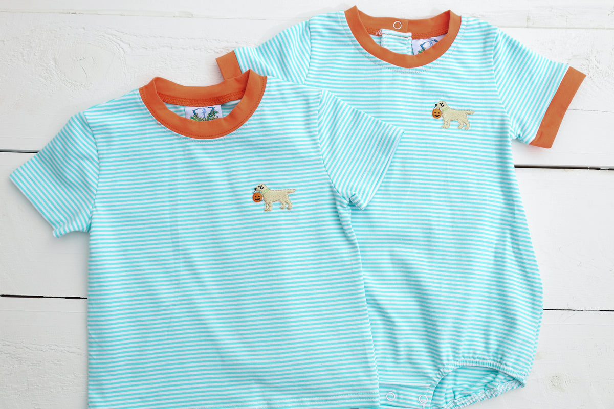 Boys Fall Mint Stripe Bubble