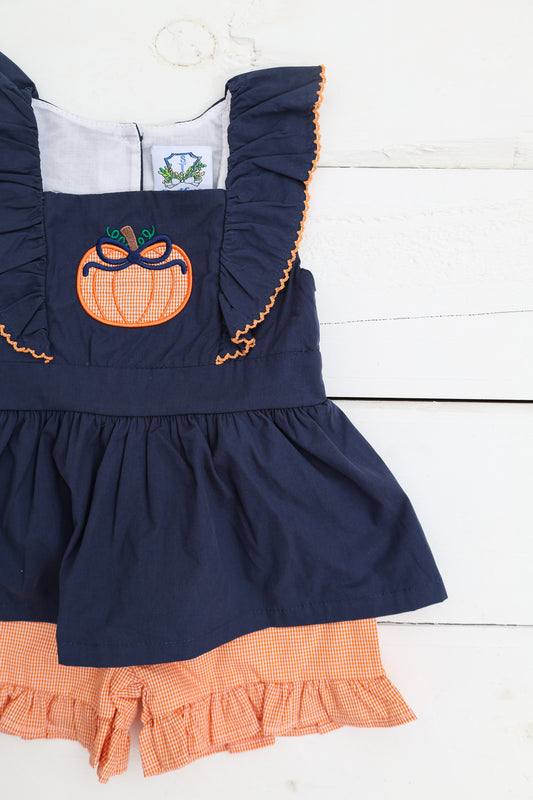 Autumn Applique Girl Short Set