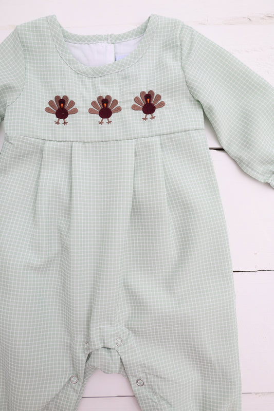 Turkey Day Boy Long Romper