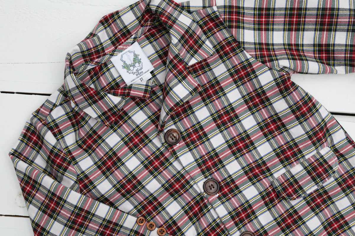 Christmas Card Plaid Boys Lightweight Sports Jacket