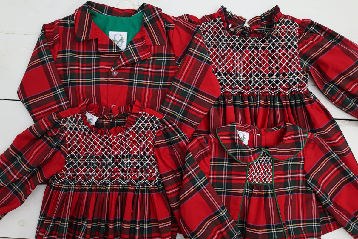 Tartan Plaid Boys Smocked Bubble