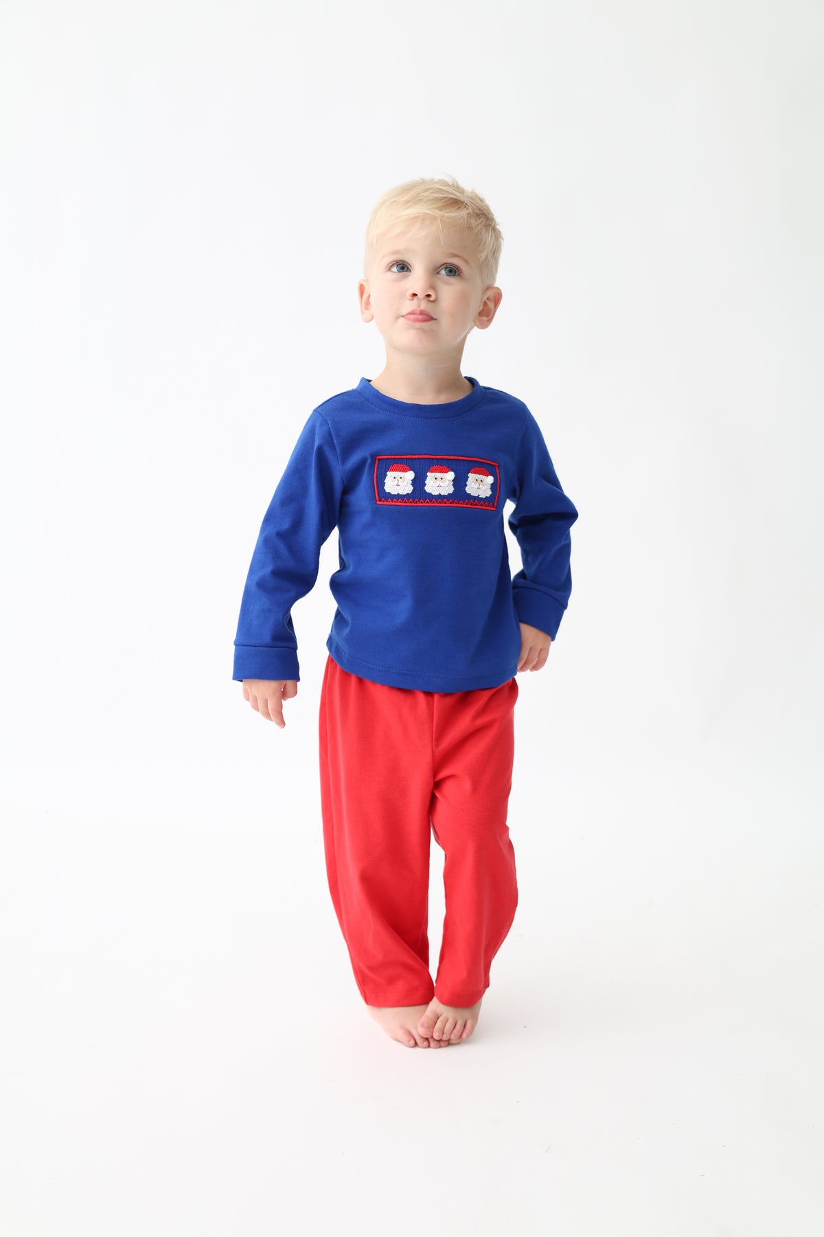 Santa Smocked Knit Boys Pant Set