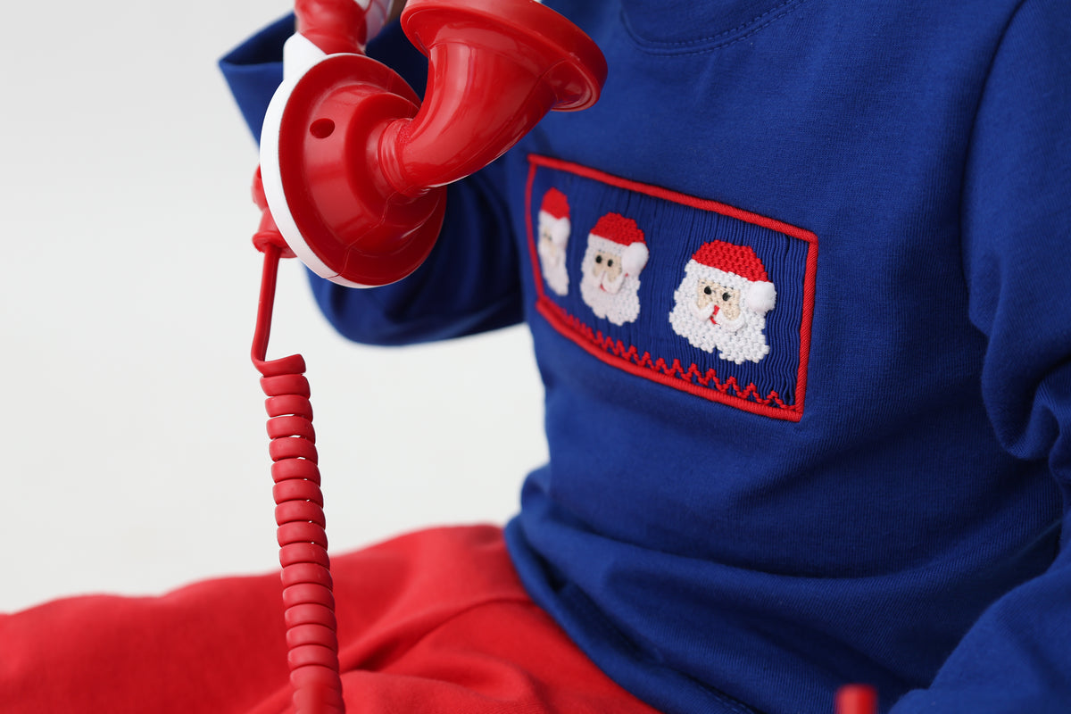 Santa Smocked Knit Boys Pant Set