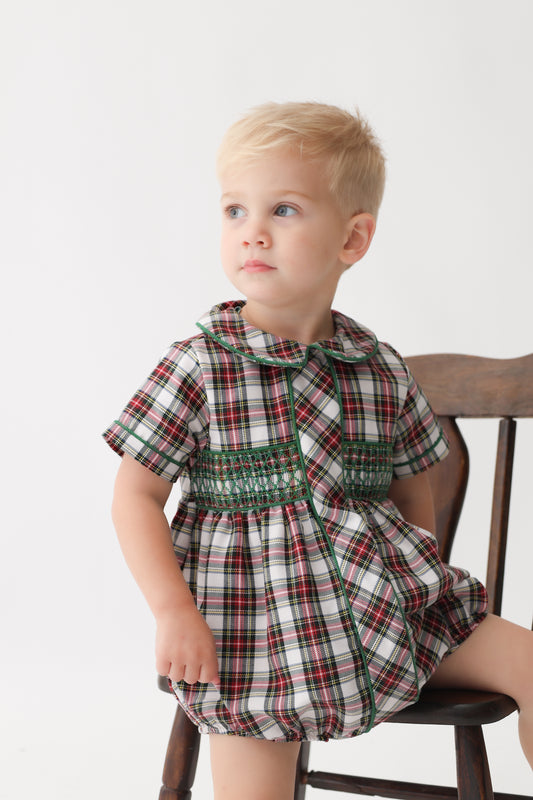 Christmas Card Plaid Boys Bubble