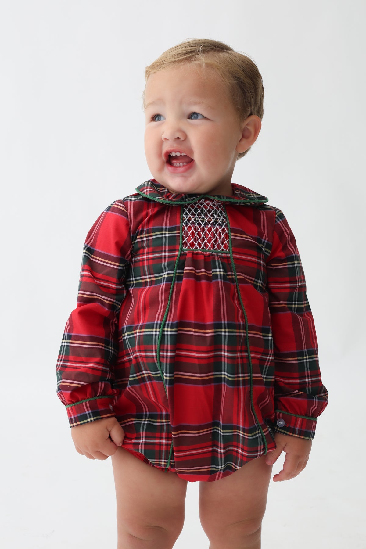 Tartan Plaid Boys Smocked Bubble