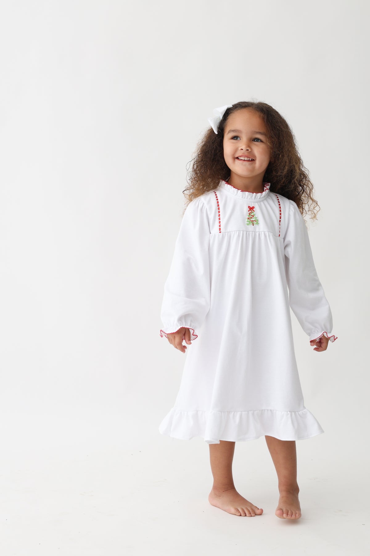 Classic White Christmas Pajama Gown Girls