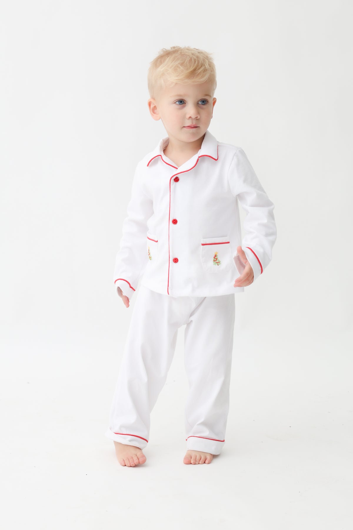 Classic White Christmas Pajama Set Boys