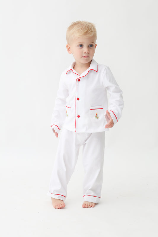 Classic White Christmas Pajama Set Boys