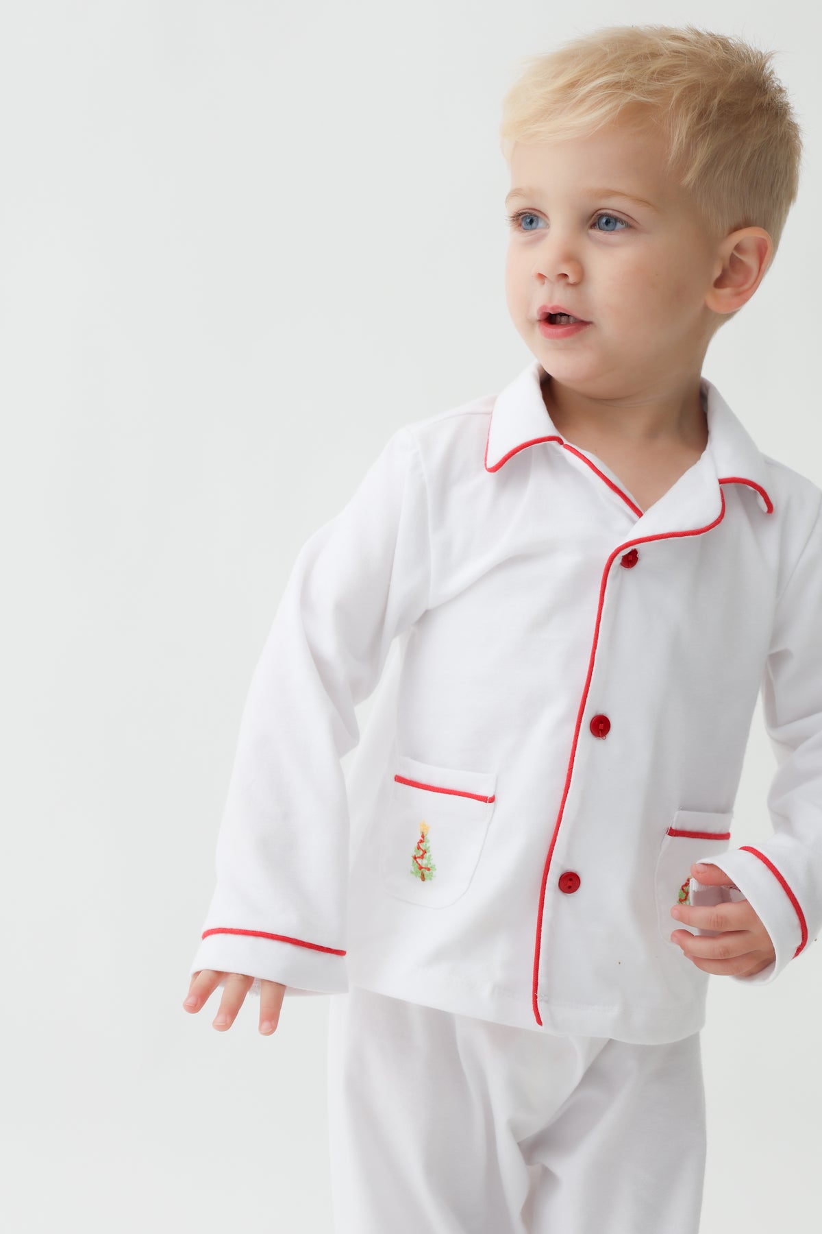 Classic White Christmas Pajama Set Boys
