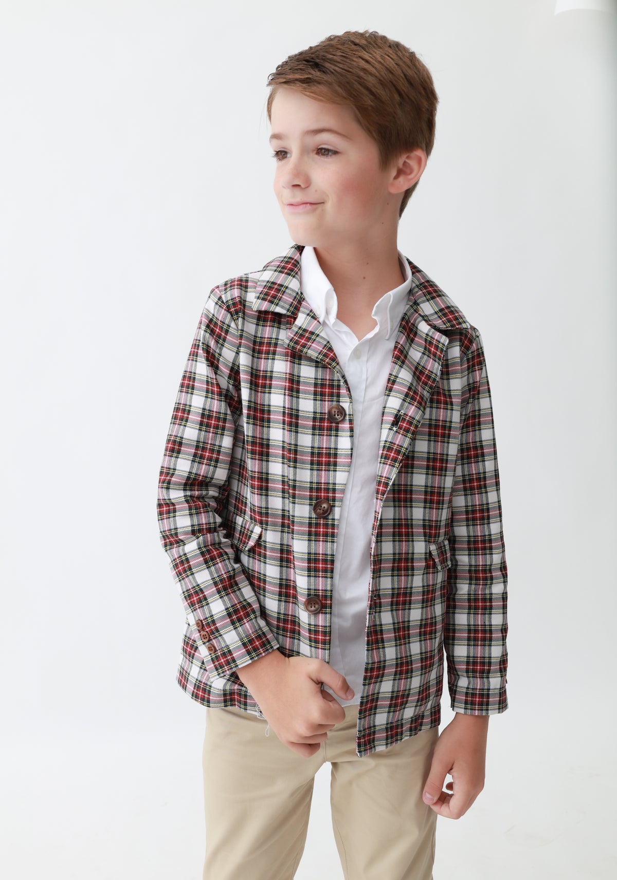 Christmas Card Plaid Boys Lightweight Sports Jacket