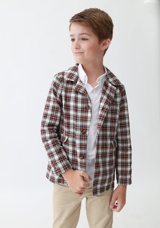 Christmas Card Plaid Boys Lightweight Sports Jacket