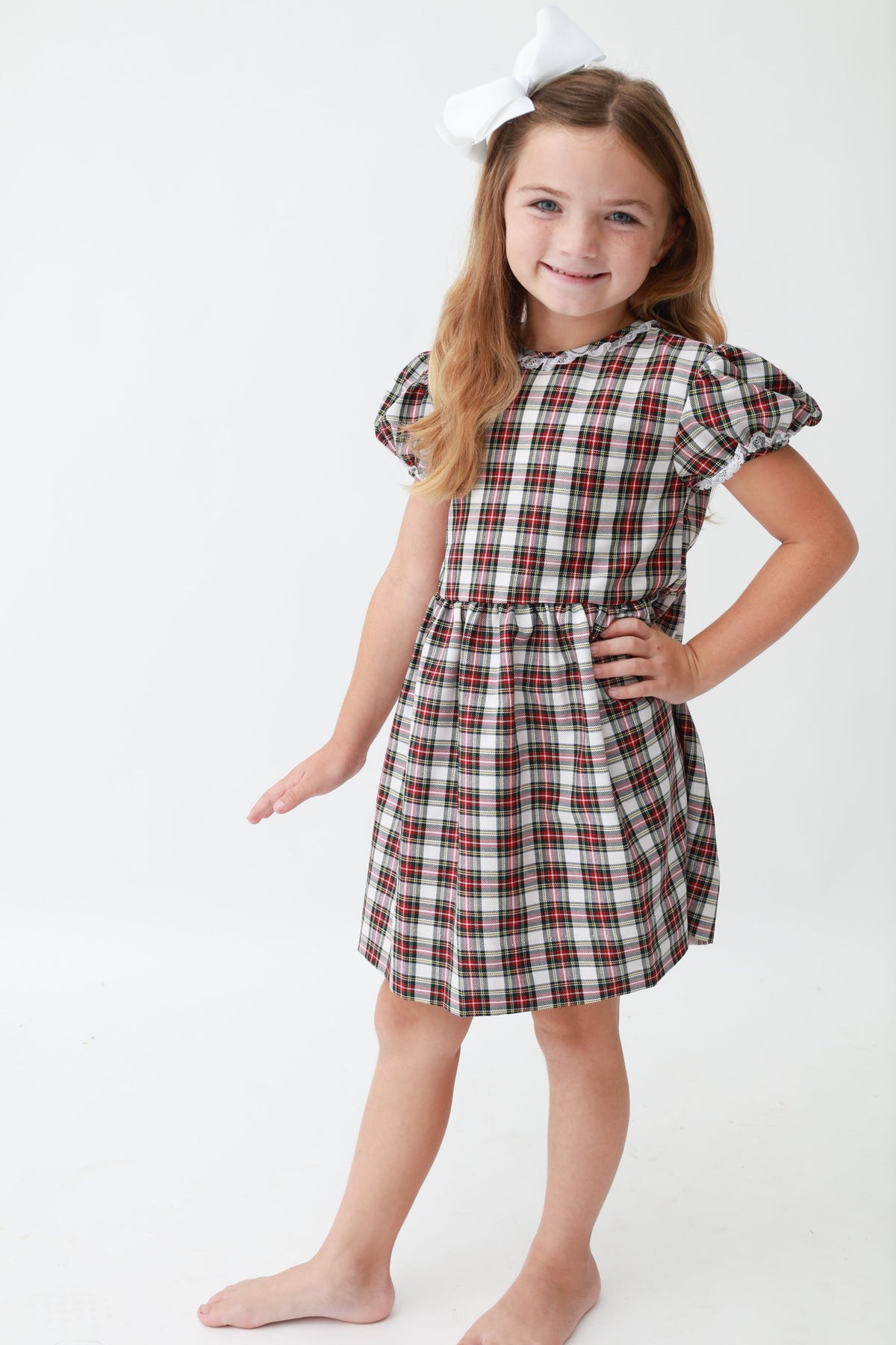 Christmas Card Plaid Girls Dress