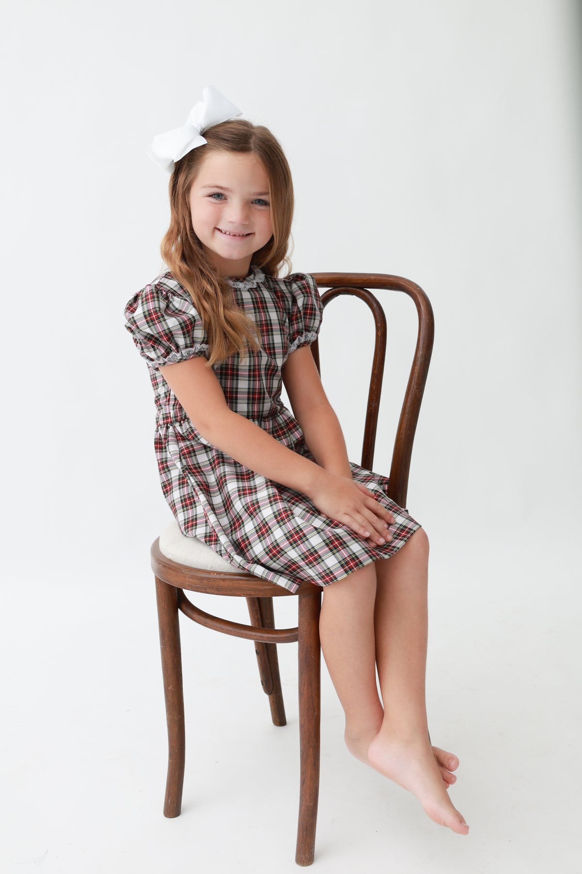 Christmas Card Plaid Girls Dress