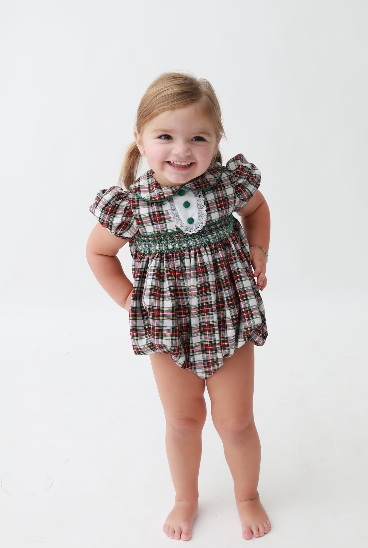 Christmas Card Plaid Girls Bubble