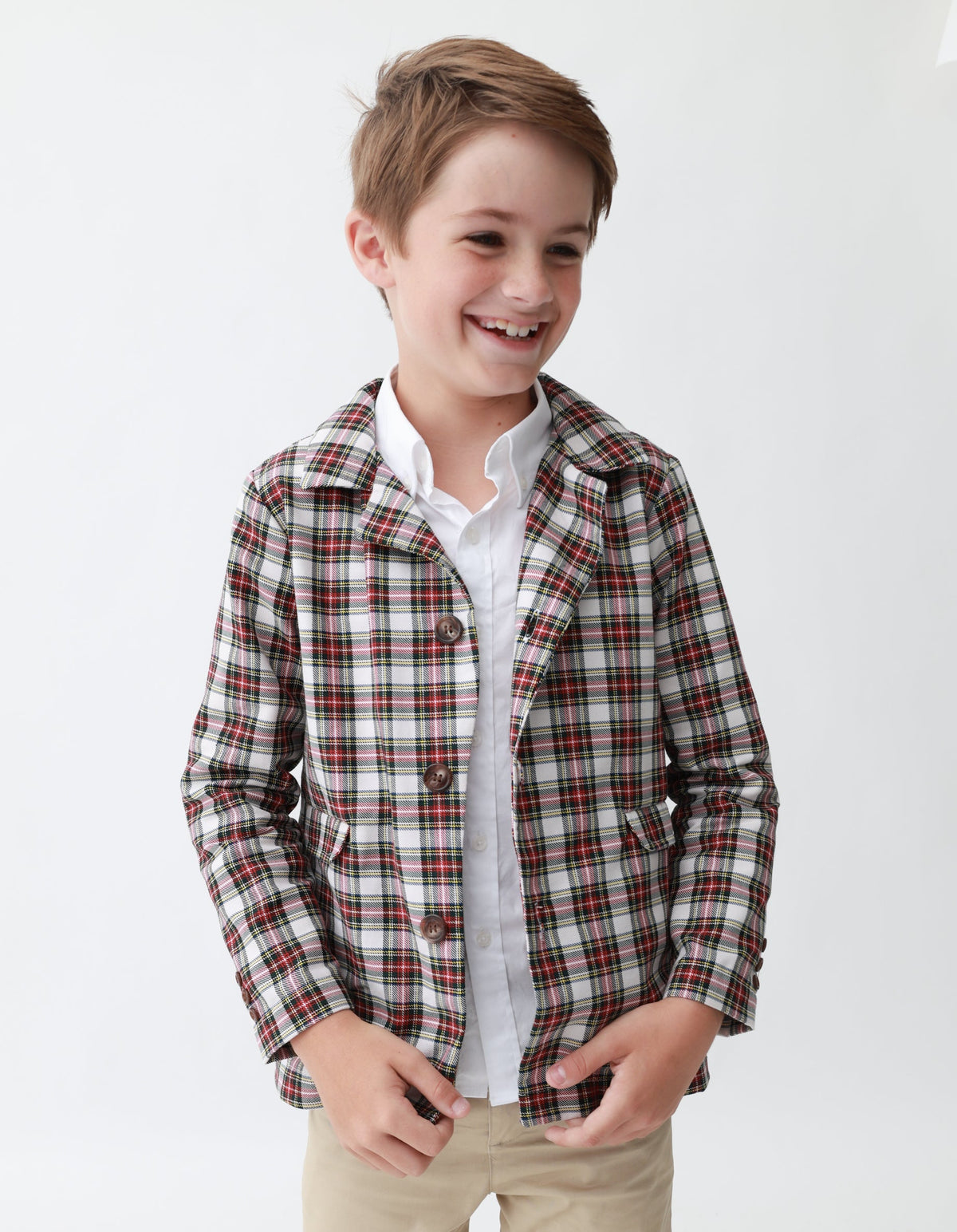 Christmas Card Plaid Boys Lightweight Sports Jacket