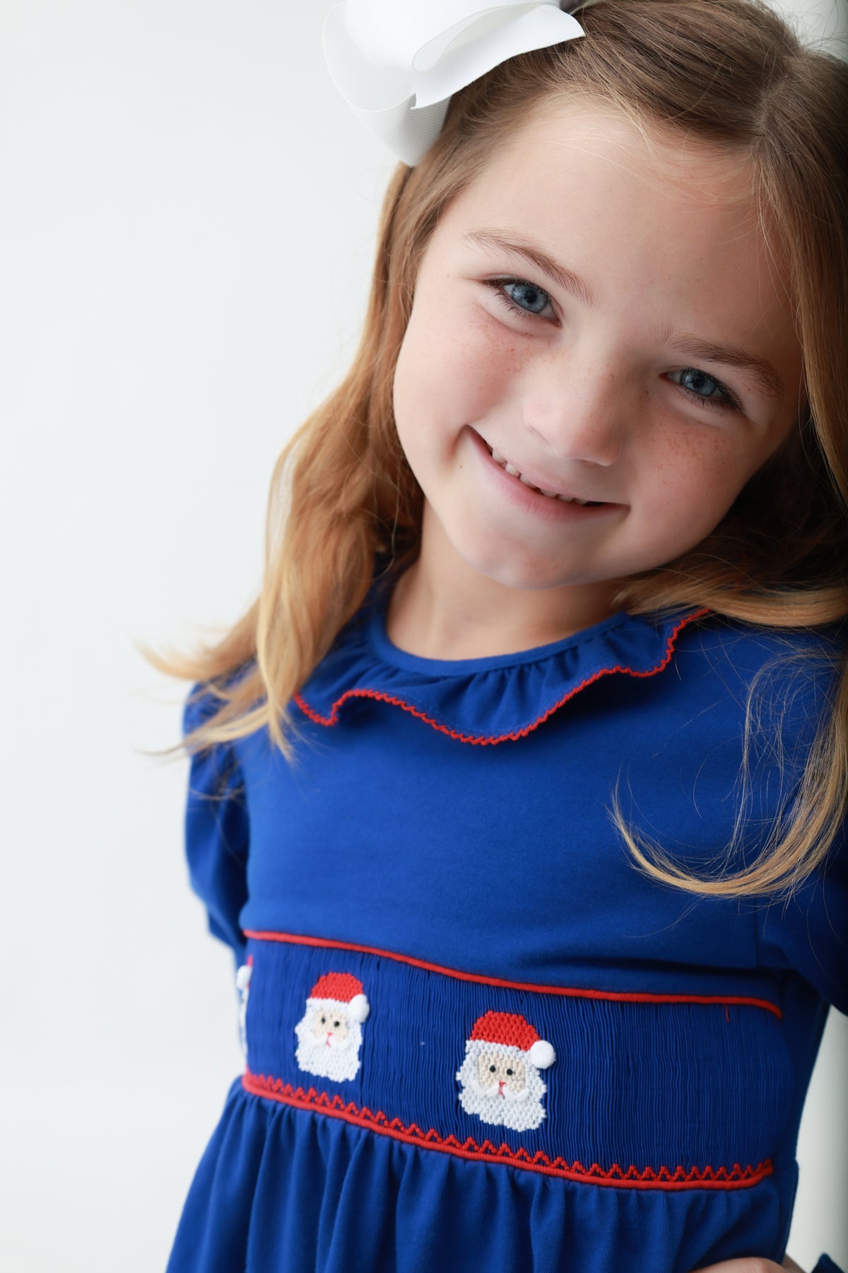Santa Smocked Knit Girls Dress