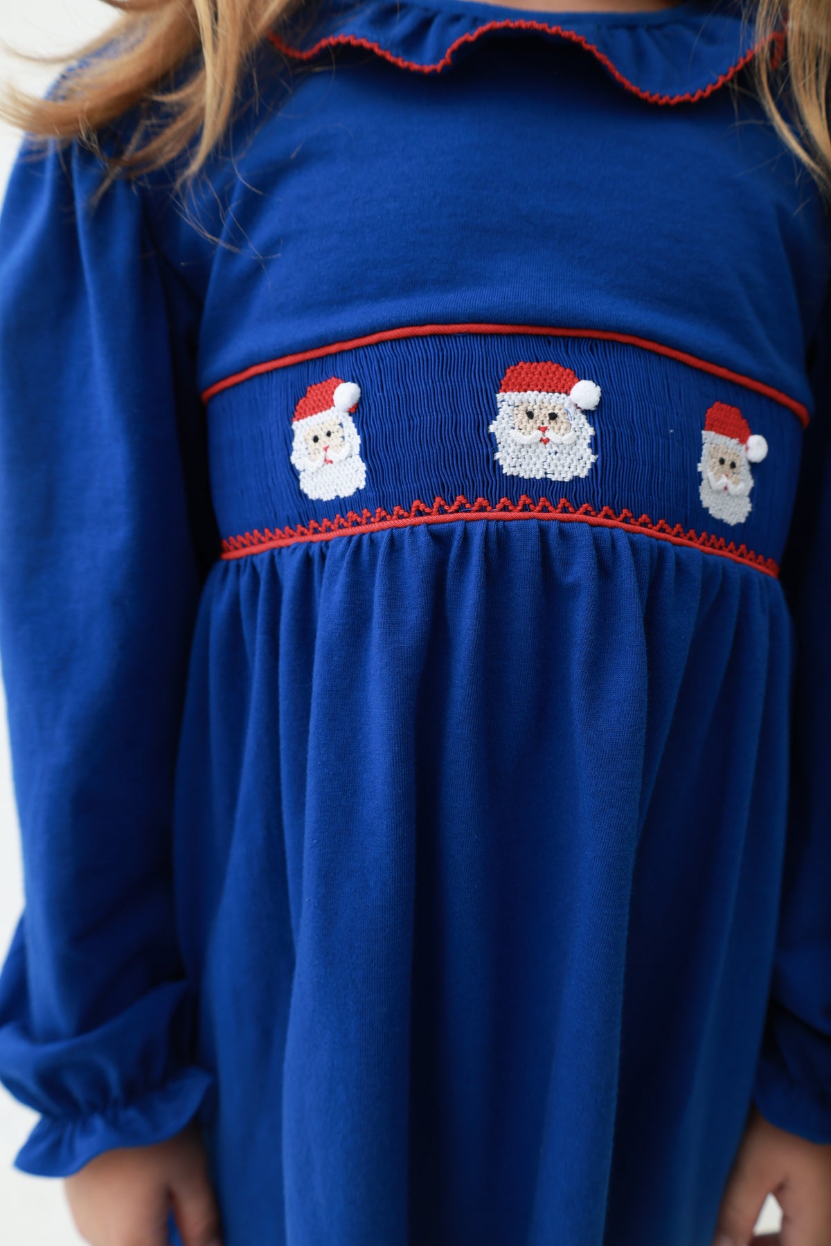 Santa Smocked Knit Girls Dress