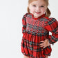 Tartan Plaid Girls Smocked Bubble