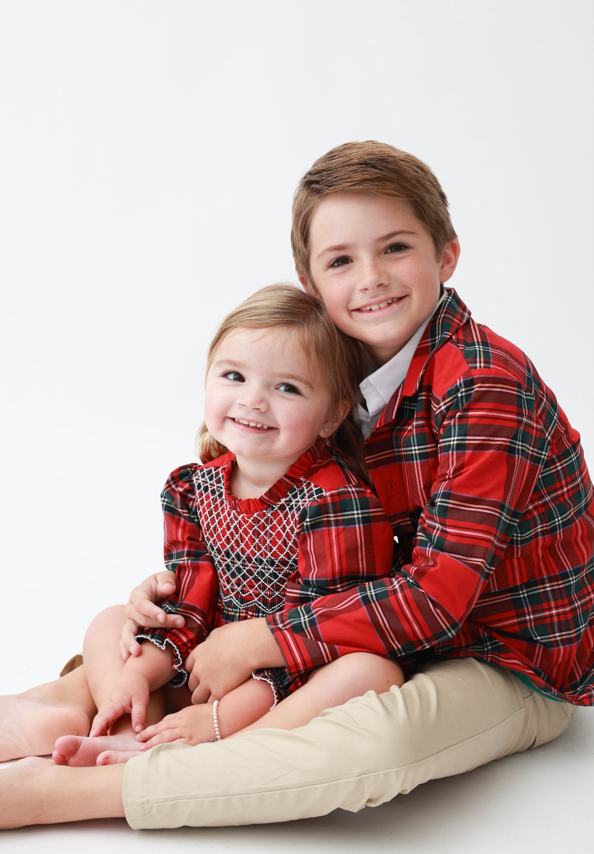 Tartan Plaid Girls Smocked Bubble