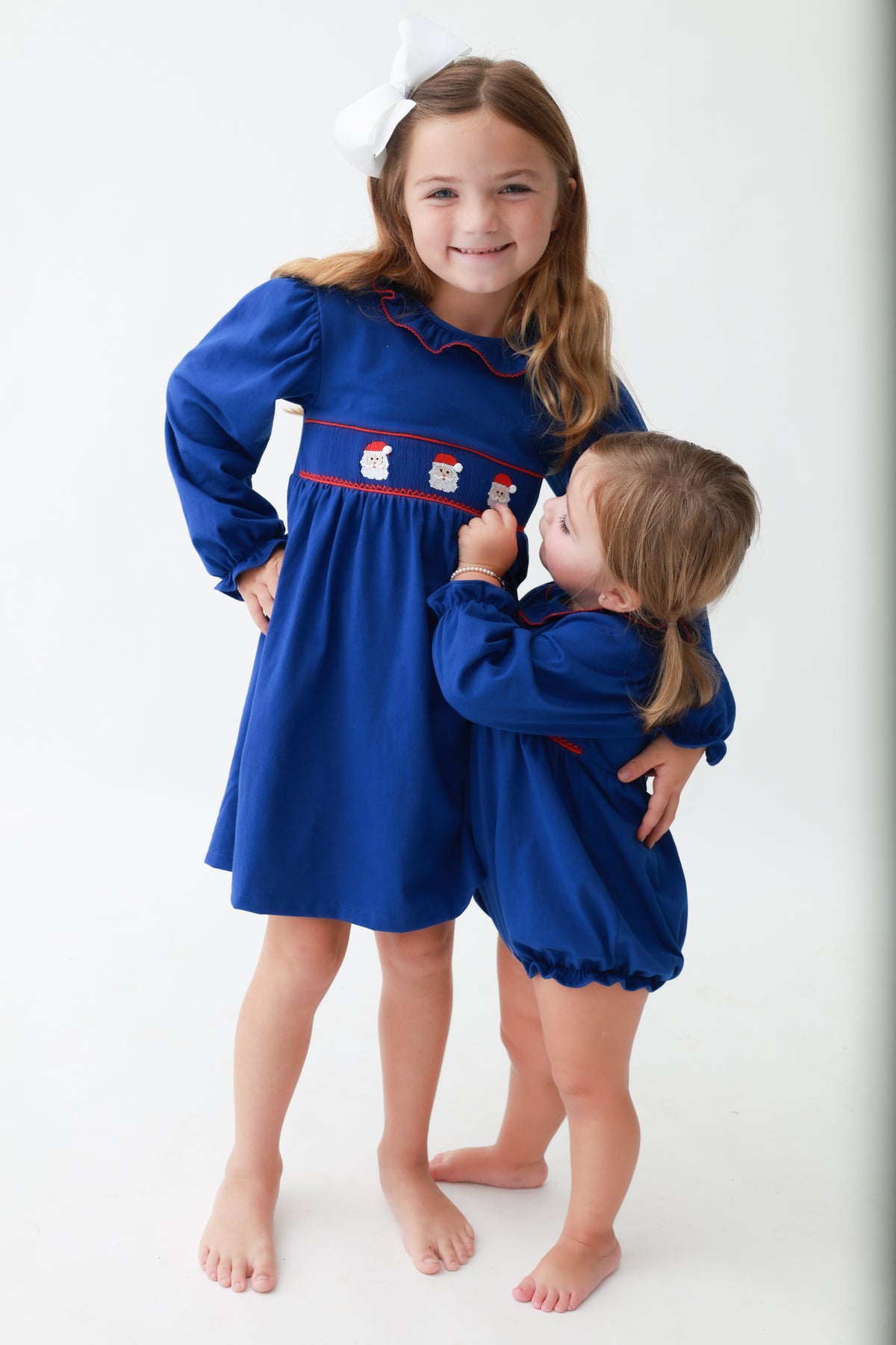 Santa Smocked Knit Girls Dress