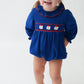 Santa Smocked Knit Girls Bubble