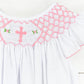 Cross Smocked Girl Bubble with pearls