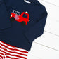 Navy Firetruck Applique Pants Set