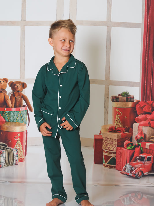 Classic Green Two Piece Pajama Set