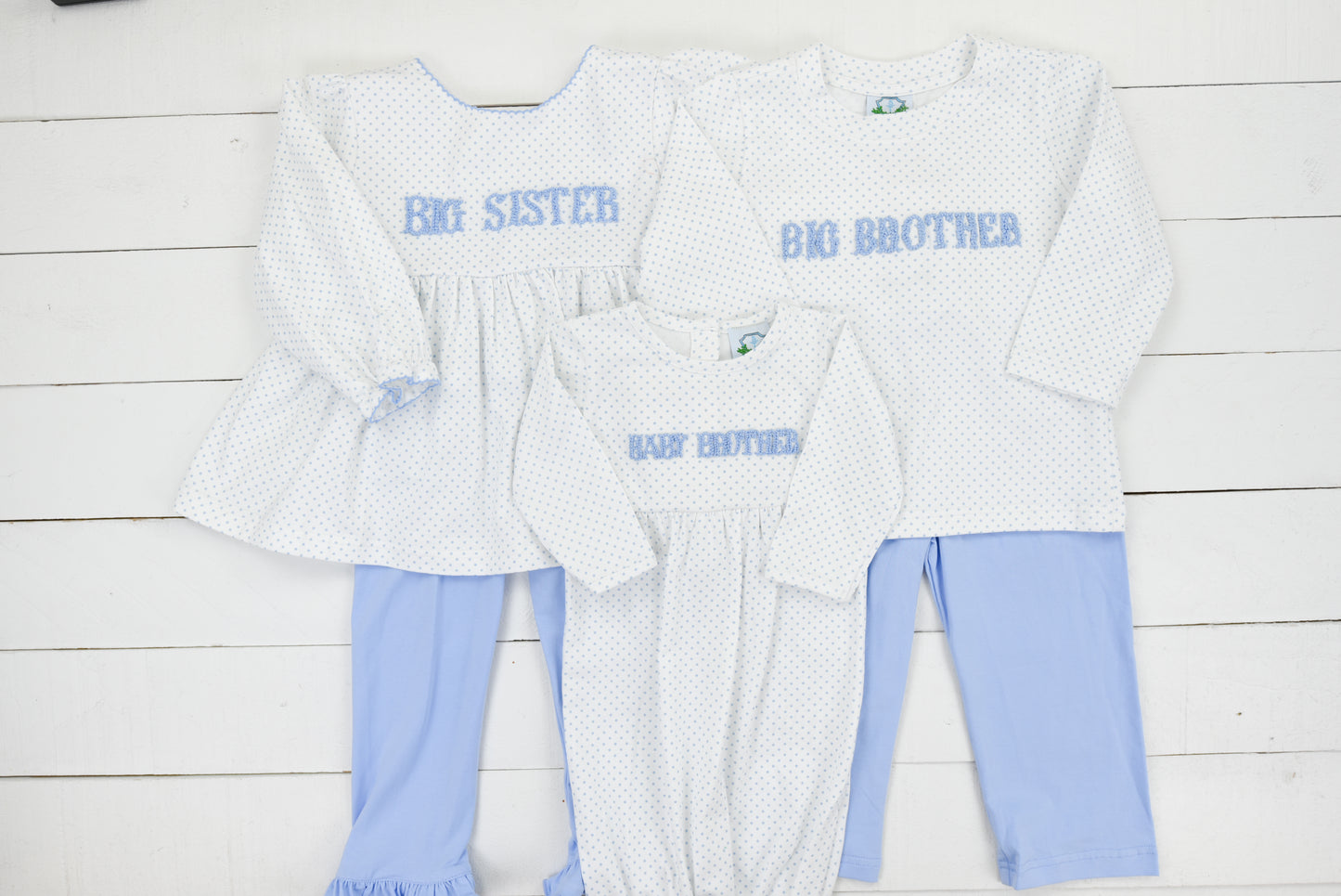 French knot Big Brother Boys Bitty Dot Blue Pant set