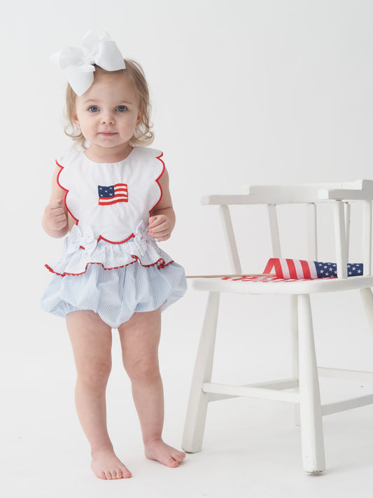 Hand Embroidered Flag Girl Bubble