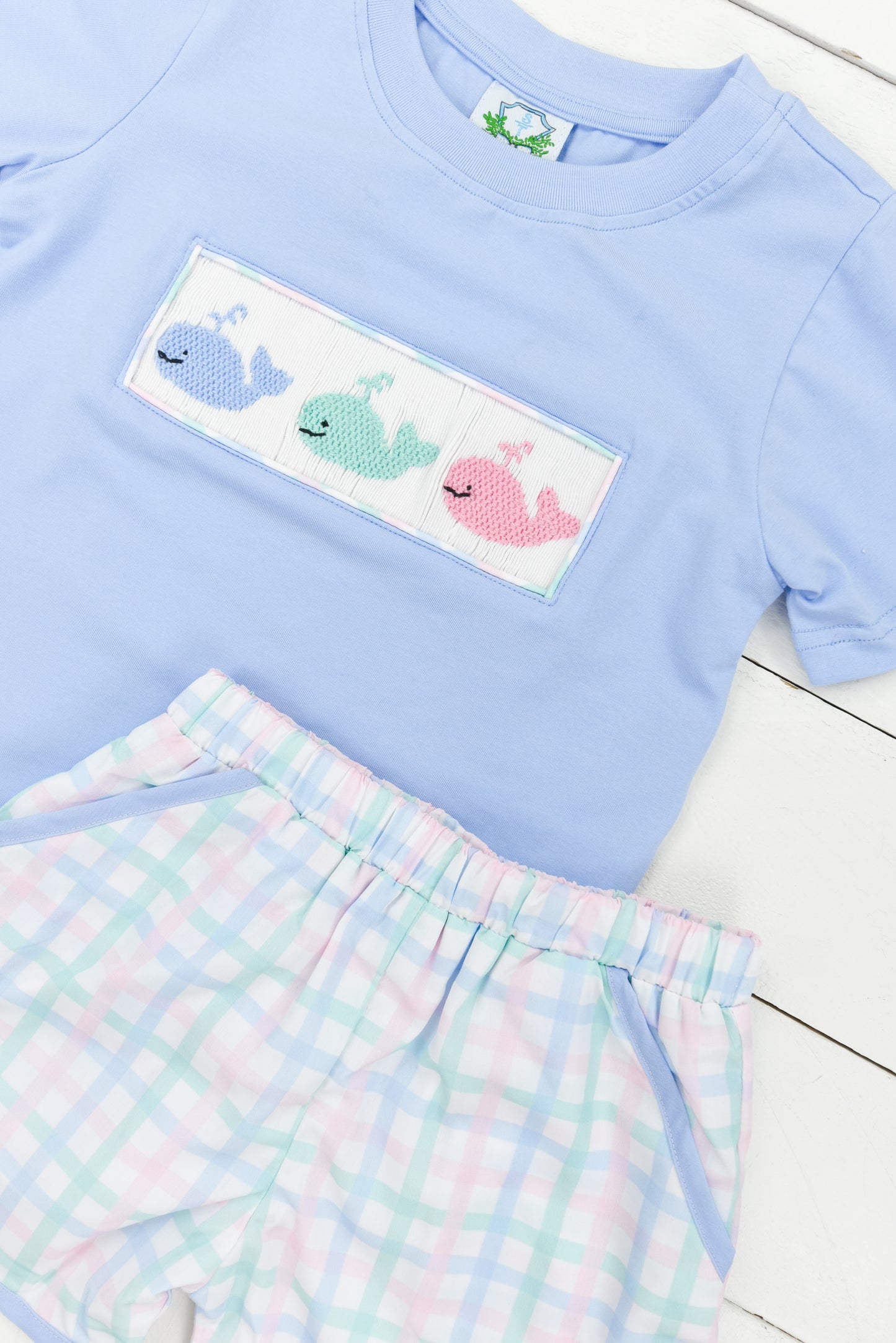 Pastel Whales Boys Short Set