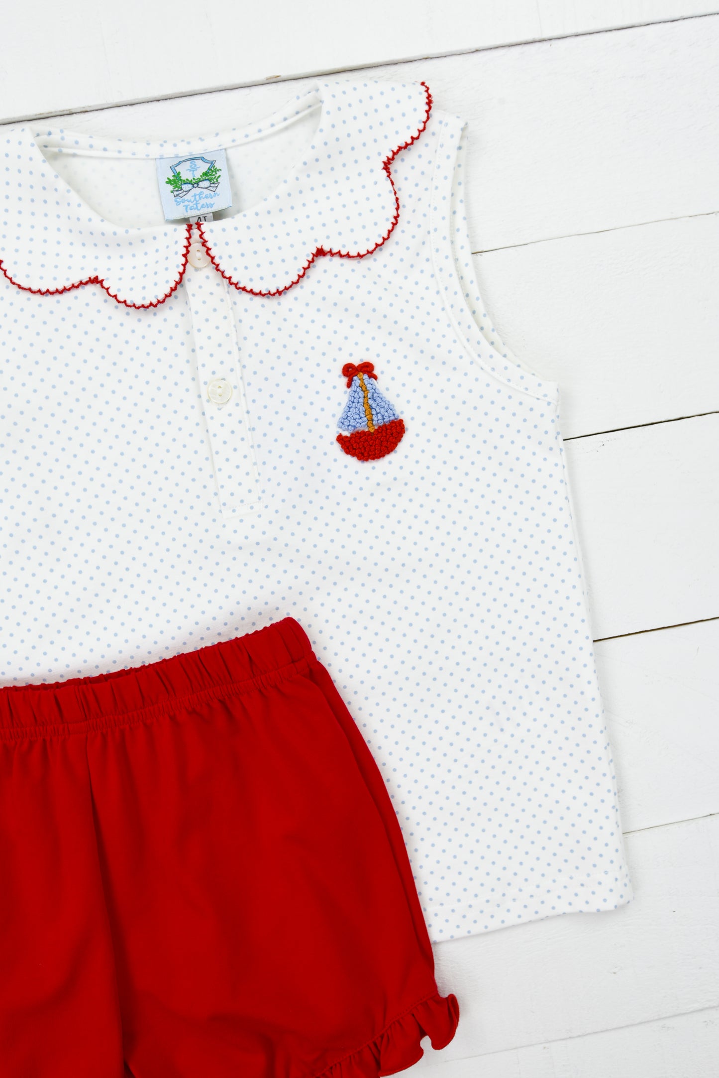 Bitty Dot Sailboat Girls Short Set