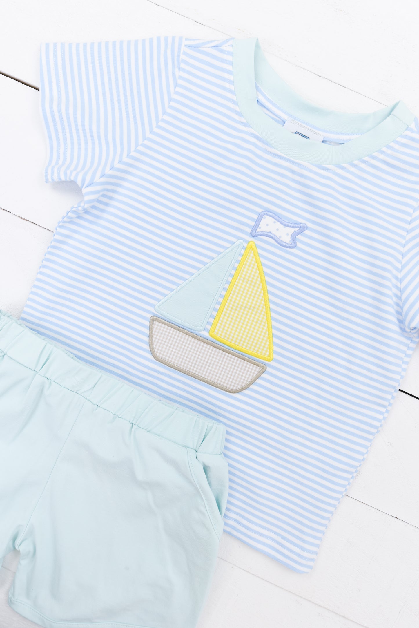 Stripe Sailboat Boy Short Set