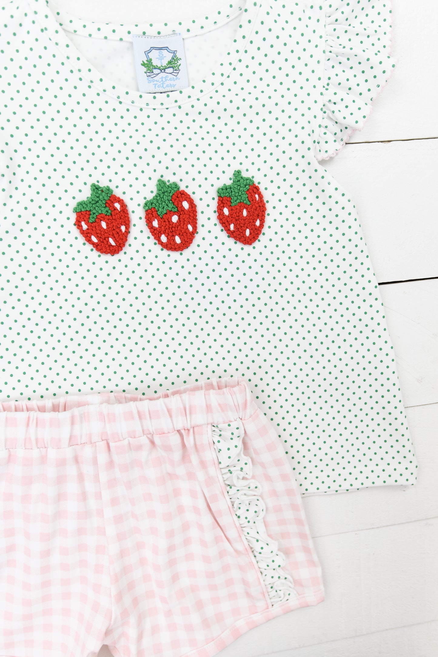 Bitty Dot Strawberry Girl Short Set