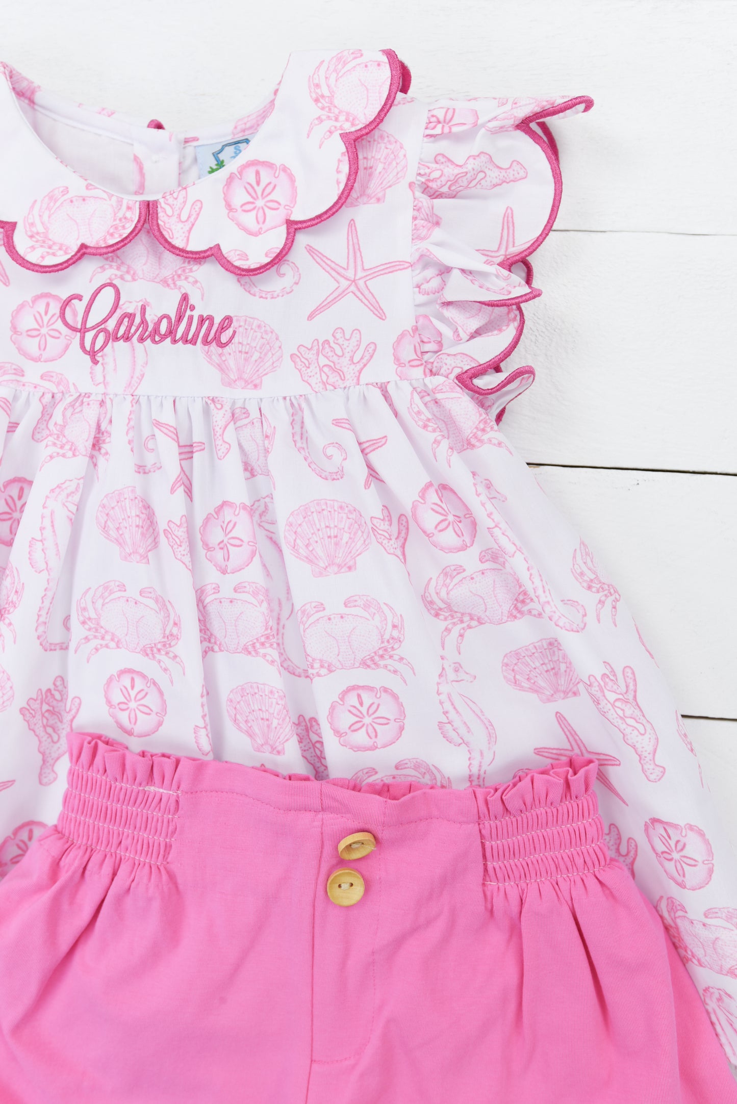 Seashell Printed Girl Short Set
