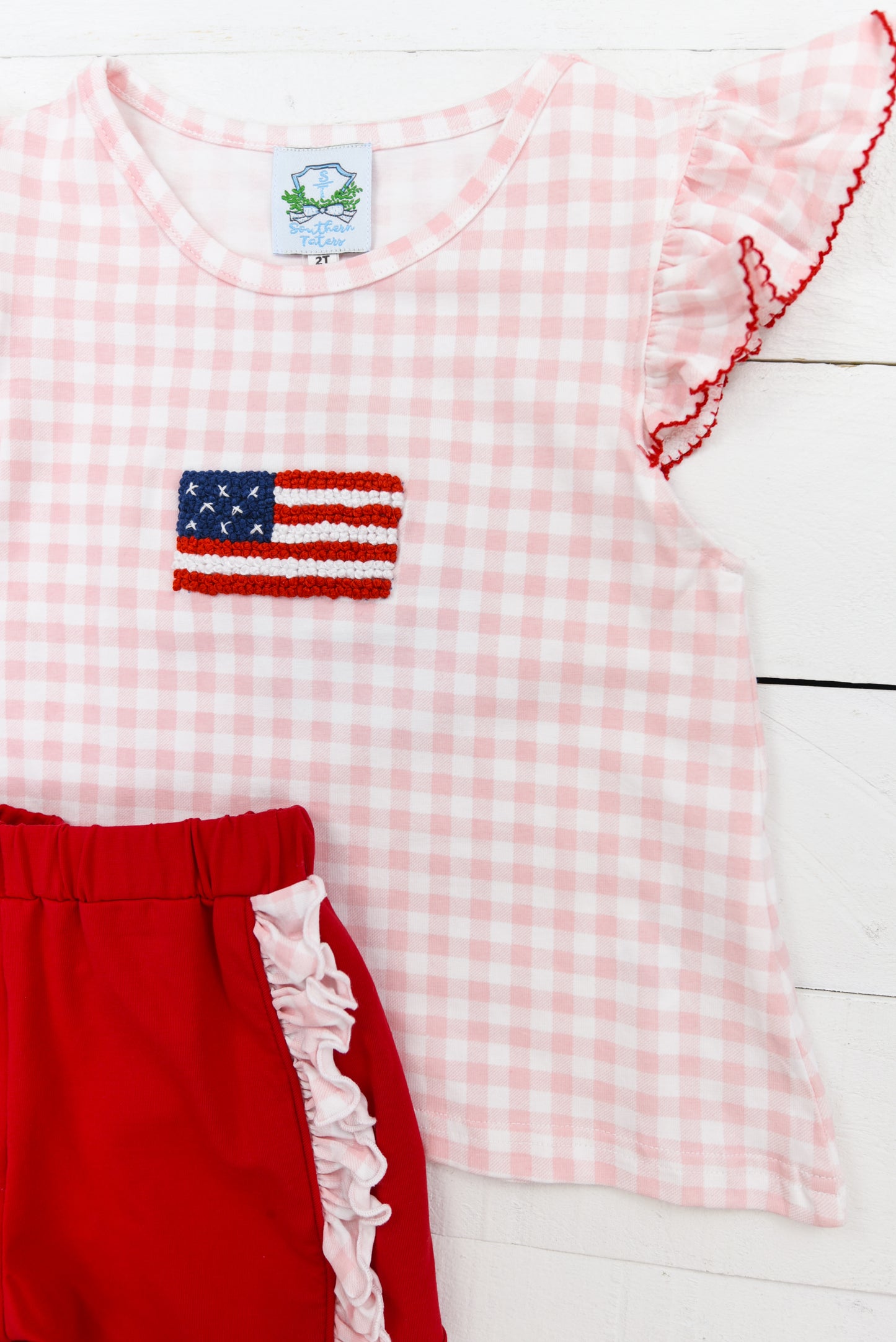 Pink French Knot Flag Short Set