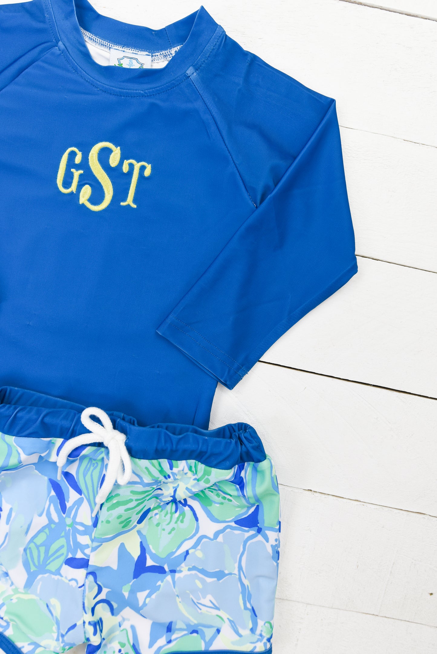 Blue Floral Boys Swim Set