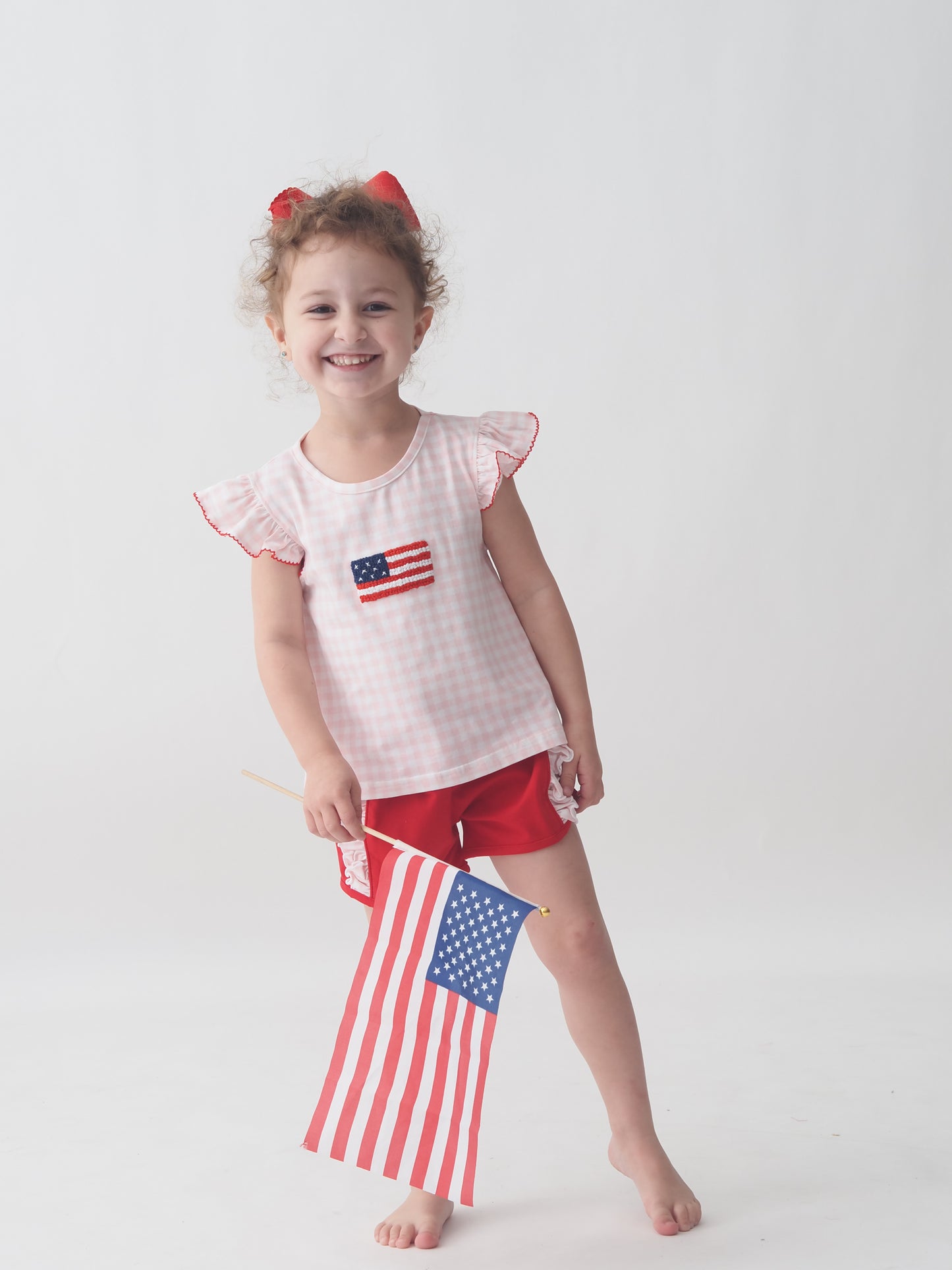 Pink French Knot Flag Short Set