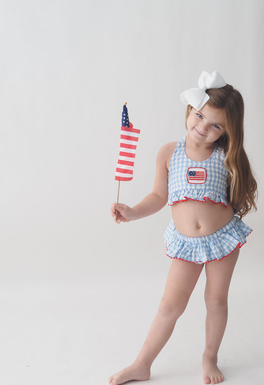 Red White & Blue Halter Two Piece Swimsuit